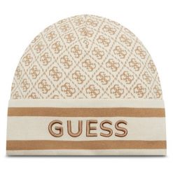 Czapka Guess. Brązowe czapki zimowe Guess, z aplikacjami. Za 159.99 zł.
