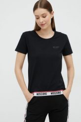 Moschino Underwear t-shirt damski kolor czarny. Czarne t-shirty Moschino Underwear, l, bez wzorów, z dzianiny, bez kołnierzyka, bez ramiączek. W wyprzedaży za 314.99 zł.