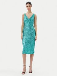 Rinascimento Sukienka koktajlowa CFC0123778003 Zielony Regular Fit. Zielone sukienki Rinascimento, l, bez wzorów, z syntetyku, wizytowe, bez kołnierzyka, bez ramiączek. Za 349.99 zł.