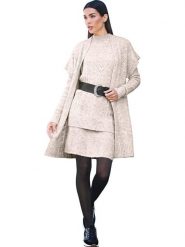 Heine Kardigan w kolorze beżowym rozmiar: 40. Brązowe swetry Heine, bez wzorów, z wełny, bez ramiączek. Za 86.99 zł.