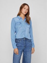 Vila Koszula jeansowa Bista 14033008 Niebieski Regular Fit. Niebieskie koszule Vila, s, bez wzorów, z bawełny, bez kołnierzyka, bez ramiączek. Za 139.99 zł.