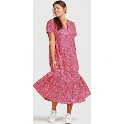 Sukienka z falbankami z bawełny ekologicznej. Niebieskie sukienki Cellbes, bez wzorów, z bawełny, bez kołnierzyka, bez ramiączek, maxi. Za 229.00 zł.