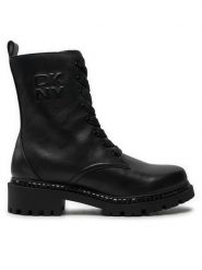 DKNY Botki K4433012 Czarny. Czarne botki DKNY, bez wzorów, ze skóry, bez obcasa, na płaskiej podeszwie, bez zapięcia. Za 539.99 zł.