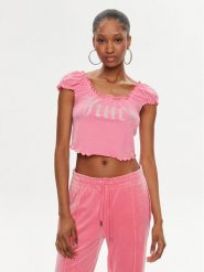 Juicy Couture Bluzka Brodie JCWCT23309 Różowy Regular Fit. Czerwone bluzki Juicy Couture, m, bez wzorów, z bawełny, bez kołnierzyka, bez ramiączek. Za 89.99 zł.