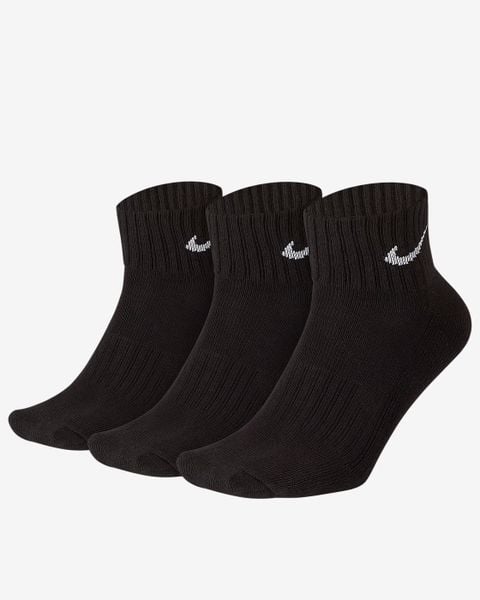 Nike 3PPK VALUE COTTON QUARTER Skarpety unisex. Czarne skarpetki Nike, bez wzorów, z bawełny. Za 54.99 zł.