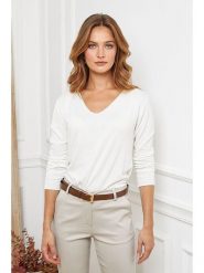 Joséfine Wełniany sweter "Abi" w kolorze białym rozmiar: L. Białe swetry Joséfine, l, bez wzorów, z wełny, bez ramiączek. Za 140.53 zł.