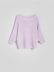 Sweter kimono - lawendowy. Fioletowe swetry Reserved, l, bez wzorów, z dzianiny, bez ramiączek. W wyprzedaży za 59.99 zł.