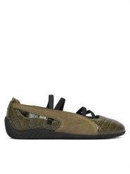Puma Baleriny Speedcat Ballet 407680 Khaki. Brązowe baleriny Puma, bez wzorów, z lakierowanej skóry, bez obcasa, bez zapięcia. Za 399.99 zł.