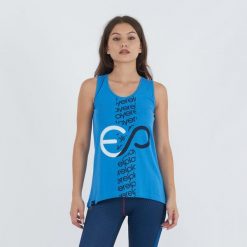 Top treningowy BUBLE z bawełny damski. Niebieskie topy ELPLAYER, bez wzorów, z bawełny, sportowe, bez kołnierzyka, bez ramiączek. Za 43.00 zł.