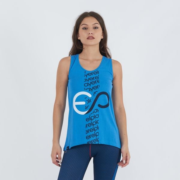 Top treningowy BUBLE z bawełny damski. Niebieskie topy ELPLAYER, bez wzorów, z bawełny, sportowe, bez kołnierzyka, bez ramiączek. Za 43.00 zł.