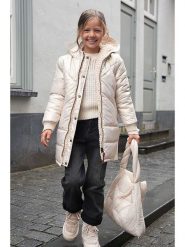 Like Flo Dwustronny płaszcz zimowy w kolorze kremowym rozmiar: 158/164. Brązowe płaszcze Like Flo, na zimę, z aplikacjami, ze skóry, bez kaptura. Za 266.63 zł.