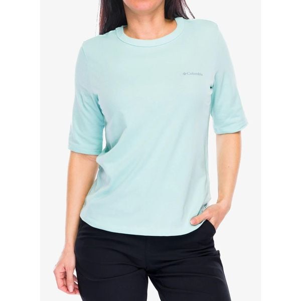 Koszulka damska Columbia Sun Trek 1/2 Sleeve Tee. Zielone t-shirty sportowe Columbia, bez wzorów, bez ramiączek. Za 101.99 zł.