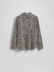 Koszula regular z wiskozy - brązowy. Brązowe koszule Reserved, l, bez wzorów, z tkaniny, bez kołnierzyka, bez ramiączek. Za 89.99 zł.