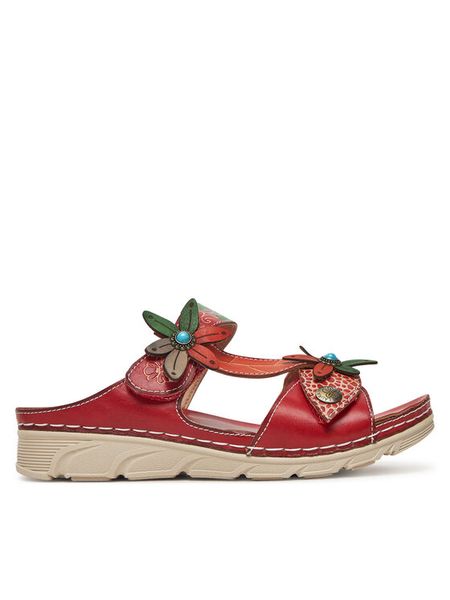 Laura Vita Klapki Dorry 19 Czerwony. Czerwone klapki LAURA VITA, bez wzorów, ze skóry, bez obcasa, bez zapięcia. Za 359.99 zł.