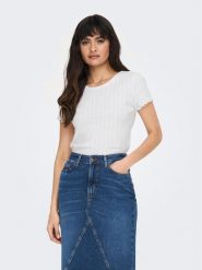 ONLY T-Shirt Carlotta 15256154 Biały Tight Fit. Białe t-shirty ONLY, l, bez wzorów, z bawełny, bez kołnierzyka, bez ramiączek. Za 59.99 zł.
