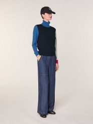 Rodier Wełniany sweter w kolorze czarno-niebiesko-szarym rozmiar: S. Czarne swetry Rodier, s, bez wzorów, z wełny, bez ramiączek. Za 252.99 zł.