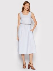Max Mara Leisure Sukienka letnia Francia 32210526 Błękitny Regular Fit. Niebieskie sukienki Max Mara Leisure, bez wzorów, ze lnu, bez kołnierzyka, bez ramiączek. Za 539.99 zł.