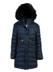 Geographical Norway Płaszcz zimowy "Charade" w kolorze granatowym rozmiar: L. Niebieskie płaszcze Geographical Norway, na zimę, l, bez wzorów, z puchu, bez kaptura. Za 260.35 zł.