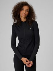 4F Bluza slim bez kaptura damska - czarna XL. Czarne bluzy 4f, xl, bez wzorów, bez kaptura. Za 189.99 zł.