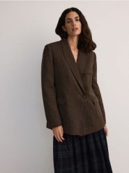 Melanżowa marynarka z wełną - wielobarwny. Marynarki i żakiety Reserved, l, bez wzorów, z tkaniny, bez ramiączek. W wyprzedaży za 299.99 zł.