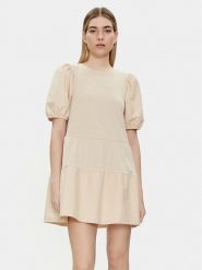 Brave Soul Sukienka letnia LDRJ-544AMIEST Beżowy Straight Fit. Brązowe sukienki Brave Soul, l, bez wzorów, z bawełny, bez kołnierzyka, bez ramiączek. Za 79.99 zł.