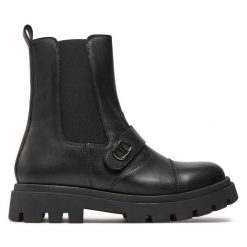Botki TWINSET. Czarne botki Twinset, bez wzorów, bez obcasa, na płaskiej podeszwie, bez zapięcia. Za 449.99 zł.