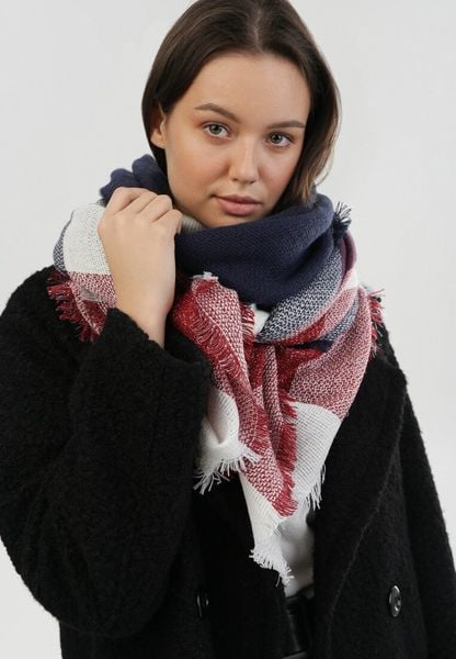 Granatowy Szalik Entertainment. Niebieskie szaliki i kominy Born2be, z aplikacjami, eleganckie. Za 29.99 zł.