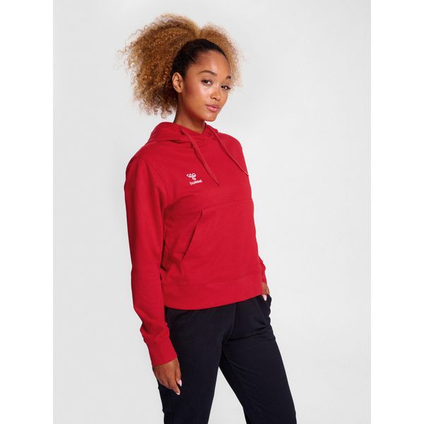 Bluza damska z kapturem Hummel Go 2.0. Czerwone bluzy Hummel, bez wzorów, z kapturem, na fitness i siłownię. Za 233.50 zł.