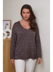Curvy Lady Sweter w kolorze ciemnobrązowym rozmiar: 48/50. Brązowe swetry Curvy Lady, bez wzorów, ze splotem, klasyczne, bez ramiączek. Za 150.37 zł.