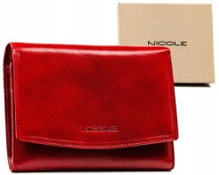Portfel skórzany Nicole F14377A czerwony. Czerwone portfele Nicole, bez wzorów, ze skóry. Za 129.99 zł.