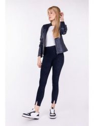 Blue Fire Spodnie "Donna" w kolorze granatowym rozmiar: W28/L30. Niebieskie spodnie materiałowe Blue Fire, bez wzorów, z materiału, z podwyższonym stanem. Za 74.81 zł.