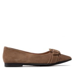 Baleriny Caprice. Brązowe baleriny Caprice, bez wzorów, bez obcasa, bez zapięcia. Za 159.99 zł.