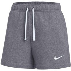 Spodenki krótkie damskie Nike Park 26 Fleece. Szare szorty Nike, bez wzorów, z bawełny, sportowe. Za 141.99 zł.
