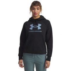 Bluza damska z kapturem Under Armour Rival Shimmer. Czarne bluzy z kapturem Under Armour, bez wzorów, z kapturem, na fitness i siłownię. Za 276.50 zł.