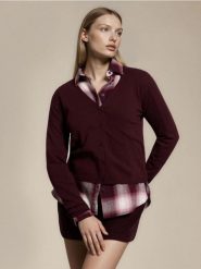 Sweter z domieszką wełny i wiskozy - bordowy. Czerwone swetry Sinsay, l, bez wzorów, z wełny, bez ramiączek. Za 39.99 zł.