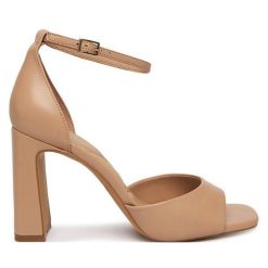 Sandały Aldo. Brązowe sandały Aldo, bez wzorów, bez obcasa, na słupku, bez zapięcia. Za 419.99 zł.