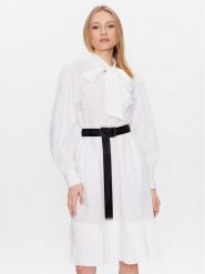 KARL LAGERFELD Sukienka codzienna 226W1302 Biały Regular Fit. Białe sukienki KARL LAGERFELD, na co dzień, bez wzorów, z bawełny, bez kołnierzyka, bez ramiączek, proste. Za 769.99 zł.