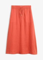 Spódnica maxi z czystego lnu. Brązowe spódnice bonprix, bez wzorów, maxi. Za 249.99 zł.