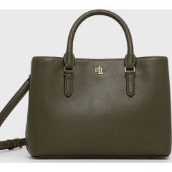 Lauren Ralph Lauren torebka skórzana kolor zielony. Zielone listonoszki Lauren Ralph Lauren, bez wzorów, na ramię, bez dodatków. Za 1,859.90 zł.