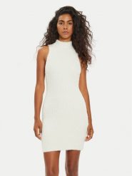 Guess Sukienka dzianinowa W4BK72 Z3BJ0 Écru Slim Fit. Sukienki Guess, xl, z aplikacjami, z dzianiny, bez kołnierzyka, bez ramiączek. Za 249.99 zł.