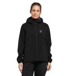 Kurtka Haglöfs Lepus przeciwdeszczowa GORE-TEX. Czarne kurtki Haglöfs, l, bez wzorów, z gore-texu, bez kaptura. Za 592.00 zł.