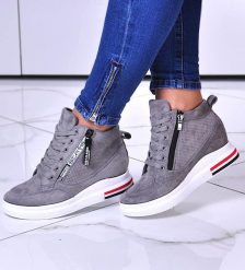 Szare trampki damskie Sneakersy na koturnie /C1-2 10786 T596/ 39. Szare trampki NoName, bez wzorów, bez zapięcia. Za 109.90 zł.