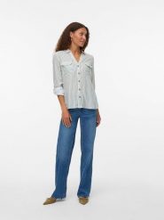 Vero Moda Koszula w kolorze biało-zielonym rozmiar: S. Białe koszule Vero Moda, s, bez wzorów, z wiskozy, bez kołnierzyka, bez ramiączek. Za 83.62 zł.