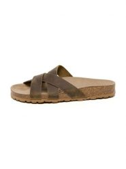 Billowy Skórzane klapki w kolorze khaki rozmiar: 36. Brązowe klapki Billowy, bez wzorów, klasyczne, z otwartym noskiem, bez obcasa, bez zapięcia. Za 152.99 zł.