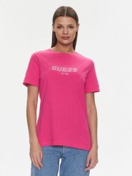 Guess T-Shirt Eleanora V4RI10 K8HM4 Różowy Regular Fit. Czerwone t-shirty Guess, xxs, z aplikacjami, z bawełny, bez kołnierzyka, bez ramiączek. Za 109.99 zł.
