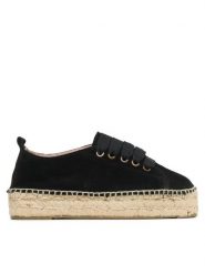 Manebi Espadryle Lace-Up Espadrilles K 1.0 E0 Czarny. Czarne espadryle Manebi, bez wzorów, ze skóry, bez obcasa. Za 379.99 zł.