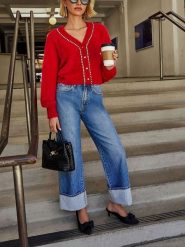 LA Angels Kardigan w kolorze czerwonym rozmiar: XL. Czerwone swetry LA Angels, xl, bez wzorów, bez ramiączek. Za 152.99 zł.