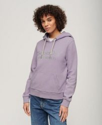 Bluza z kapturem z metalicznym logo Venue. Czerwone bluzy Superdry, bez wzorów, z bawełny, eleganckie, bez ramiączek, z kapturem. Za 351.95 zł.