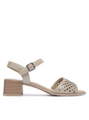 Caprice Sandały 9-28205-46 Szary. Szare sandały Caprice, bez wzorów, ze skóry, bez obcasa, na słupku, bez zapięcia. Za 228.99 zł.