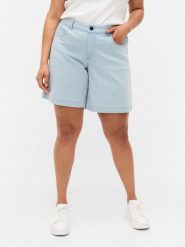 Zizzi Szorty jeansowe J10886B Błękitny Regular Fit. Niebieskie szorty Zizzi, bez wzorów, z jeansu. Za 89.99 zł.